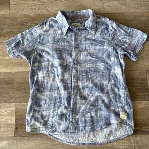Margaritaville Shirt Men Large Blue Gauze Button Up Beach Surf Jimmy Buffet Hula